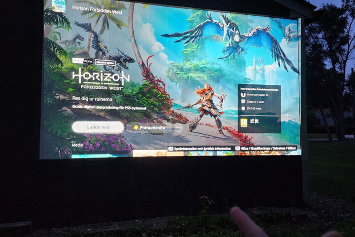 Play PS5 on projectable surface of exterior projector screen paint