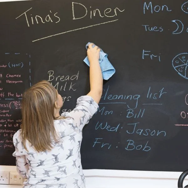 Person learning how to clean a chalkboard